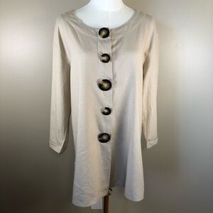 Peck & Peck Beige Linen Blend Tunic Top Size L